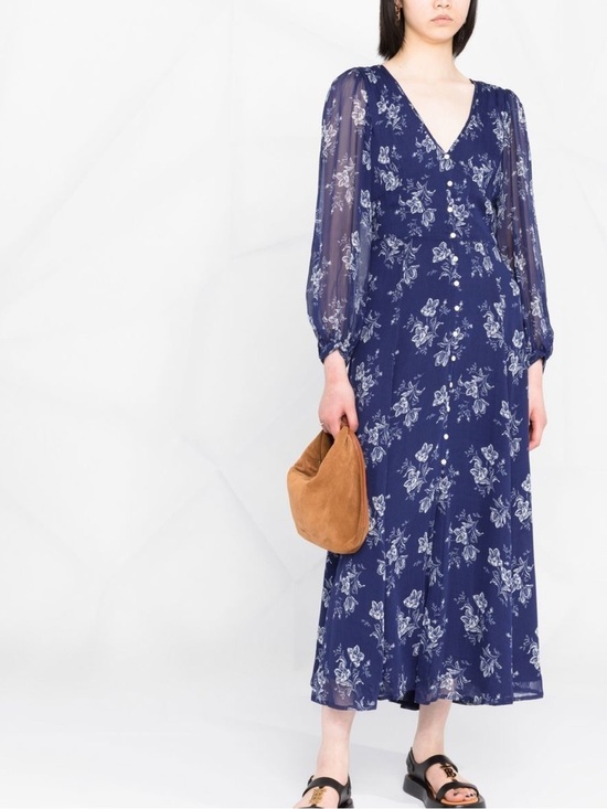 Dresses & Skirts - Polo Ralph Lauren Women’s Maxi Dress Sheer Sleeve Navy Size 12